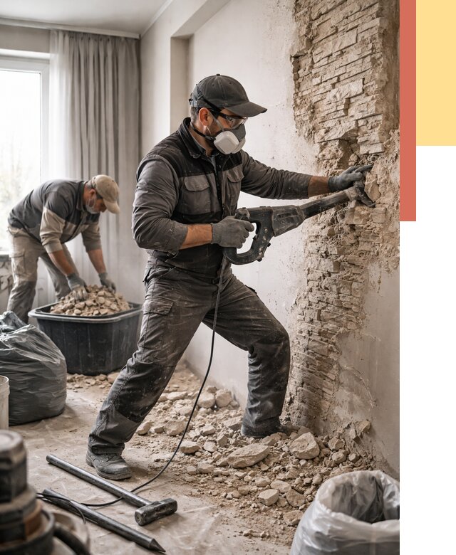 Демонтаж декоративного камня в Ярославле от 1489 руб/м² — быстро и недорого | ОТДЕЛОЧНИК-Рсл