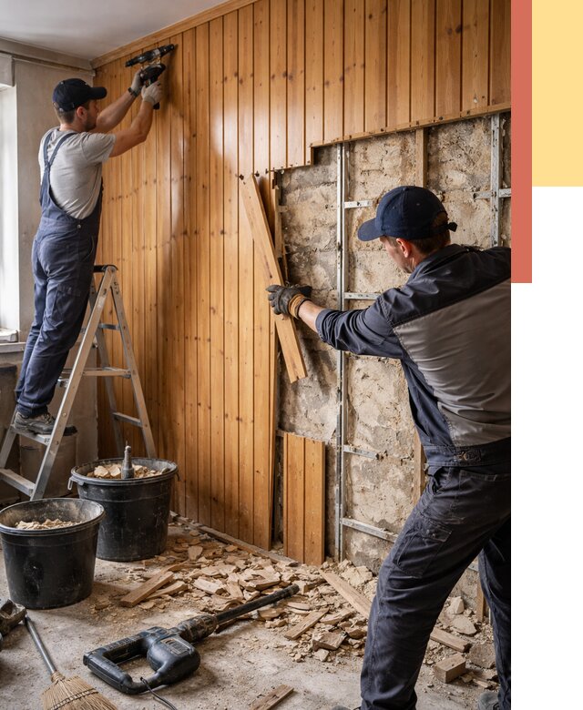 Демонтаж вагонки со стен в Ярославле от 1489 руб. — снятие, удаление, срочно | ОТДЕЛОЧНИК-Рсл