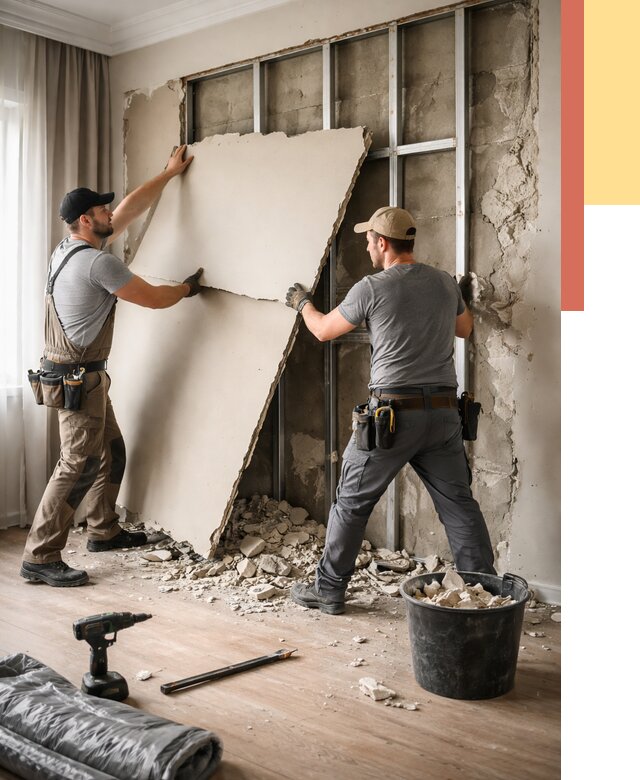 Демонтаж гипсокартона со стен в Ярославле от 359 руб. — услуги демонтажа | ОТДЕЛОЧНИК-Рсл