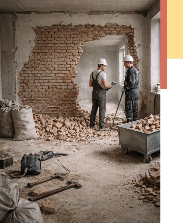 Демонтаж кирпичных стен в Ярославле от 4313 руб. — быстро, недорого, под ключ | ОТДЕЛОЧНИК-Рсл