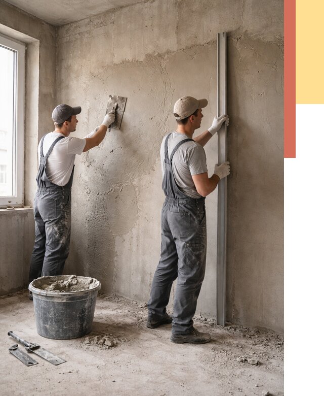 Штукатурка бетонных стен в Ярославле от 4621 руб/м² — качественно и быстро | ОТДЕЛОЧНИК-Рсл