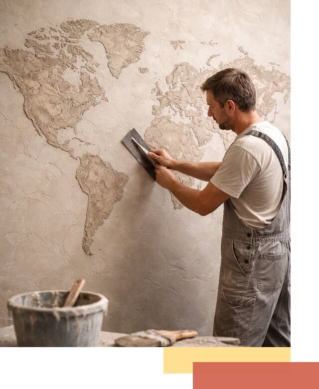 Декоративная штукатурка «Карта мира» под ключ в Ярославле