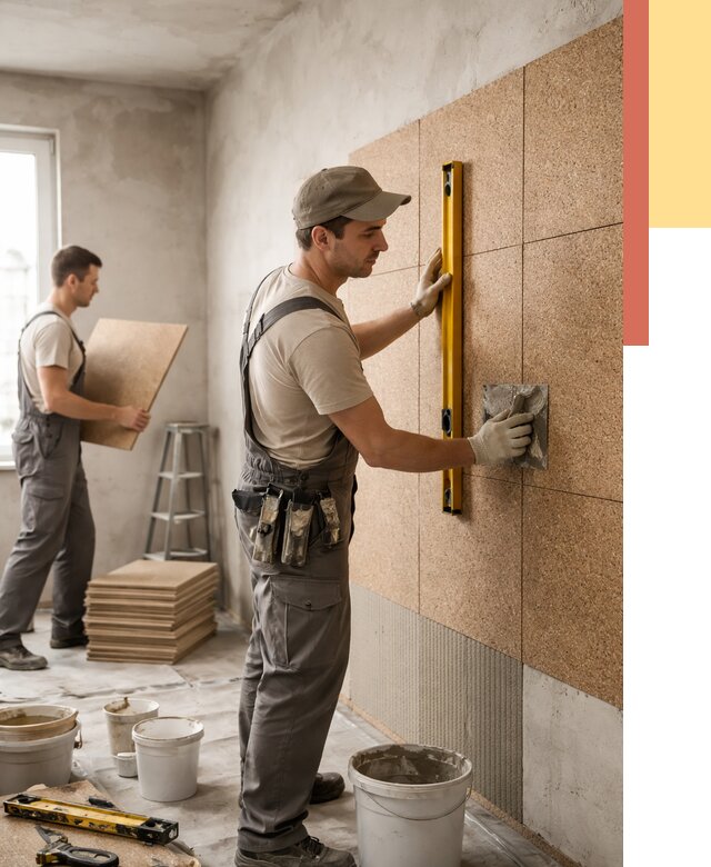 Монтаж пробковых панелей на стены в Ярославле от 3594 руб. — ОТДЕЛОЧНИК-Рсл