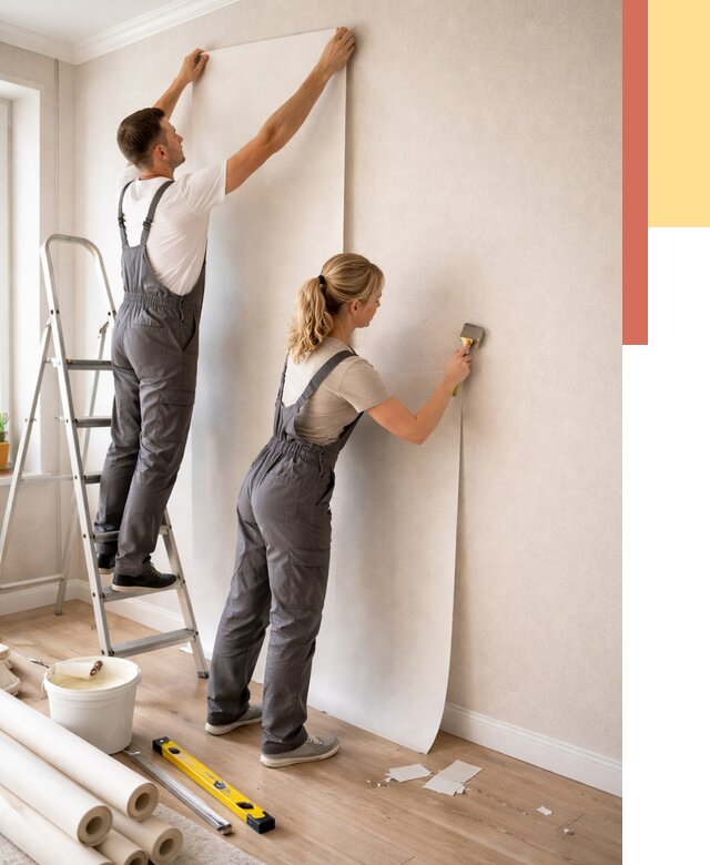 Поклейка флизелиновых обоев в Ярославле от 6161 руб. | Быстро и недорого — ОТДЕЛОЧНИК-Рсл