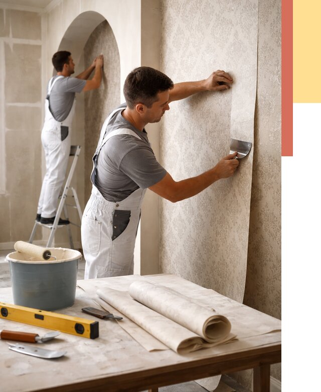 Поклейка обоев на сложные стены в Ярославле от 2875 руб. под ключ | ОТДЕЛОЧНИК-Рсл