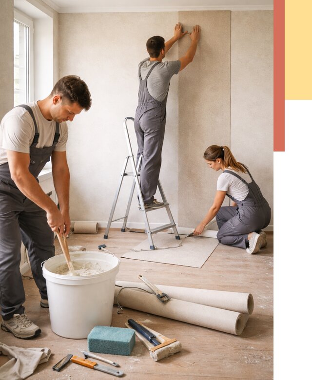 Оклейка стен обоями в Ярославле от 3594 руб/м2 — быстро и недорого | ОТДЕЛОЧНИК-Рсл