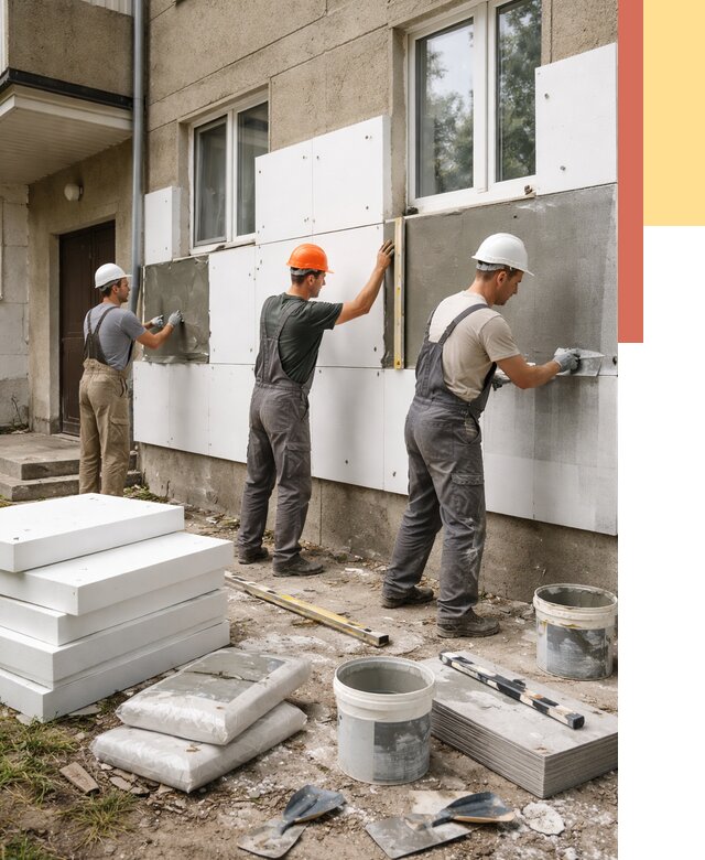 Утепление стен пенопластом в Ярославле от 1797 руб. — недорого и под ключ | ОТДЕЛОЧНИК-Рсл