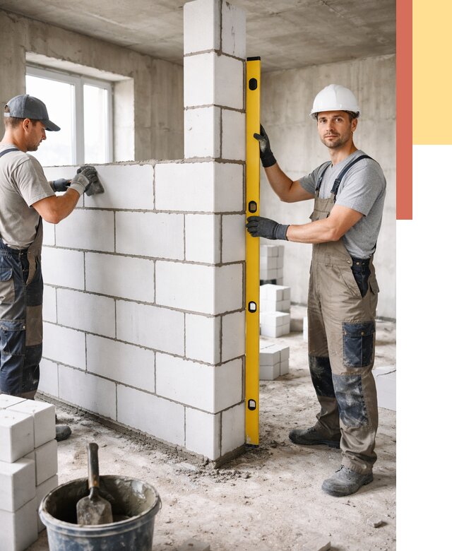 Кладка перегородок из пеноблока в Ярославле от 1848 руб. под ключ | ОТДЕЛОЧНИК-Рсл