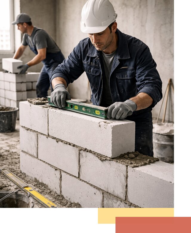 Кладка перегородок из пеноблока под ключ в Ярославле