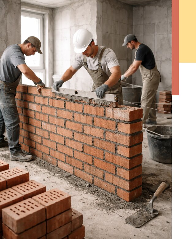 Кладка перегородок из кирпича в Ярославле от 3594 руб. за м² | ОТДЕЛОЧНИК-Рсл