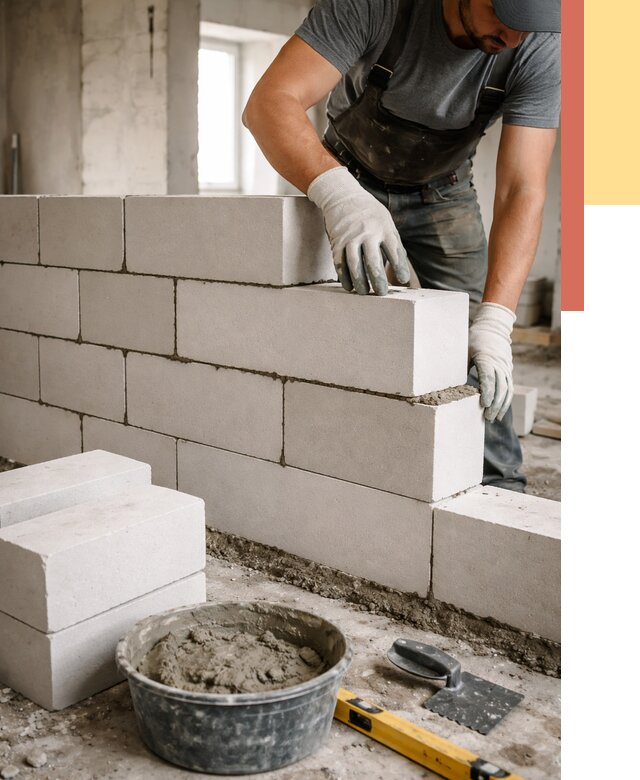 Кладка перегородок из силикатного блока в Ярославле от 4107 руб. под ключ | ОТДЕЛОЧНИК-Рсл