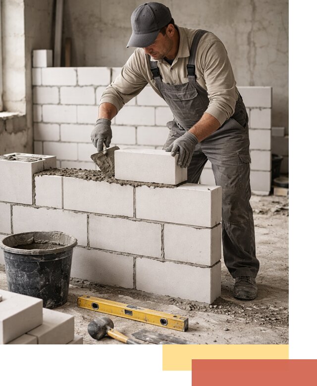 Кладка перегородок из силикатного блока в Ярославле