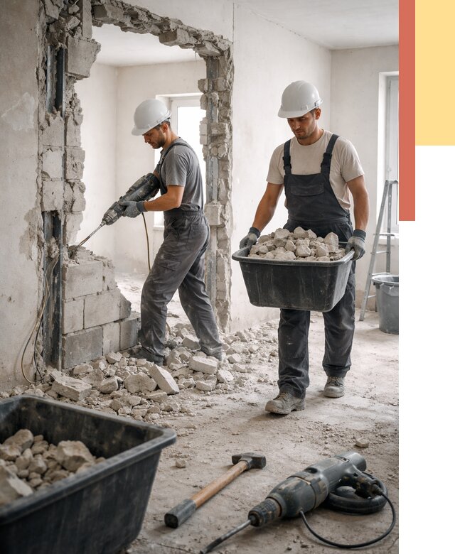 Демонтаж блоковых перегородок в Ярославле от 3851 руб. — быстро и недорого | ОТДЕЛОЧНИК-Рсл