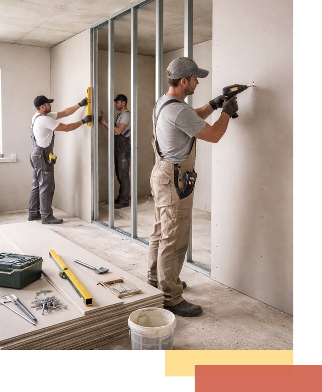 Однослойная перегородка из гипсокартона в Ярославле под ключ, монтаж и отделка