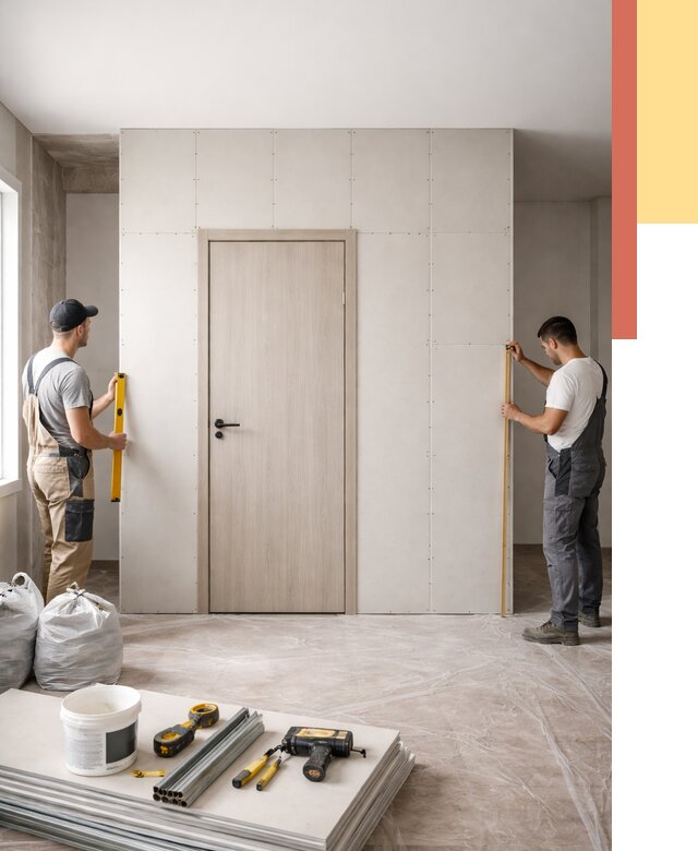 Перегородка из гипсокартона с дверью в Ярославле от 4621 руб. под ключ | ОТДЕЛОЧНИК-Рсл