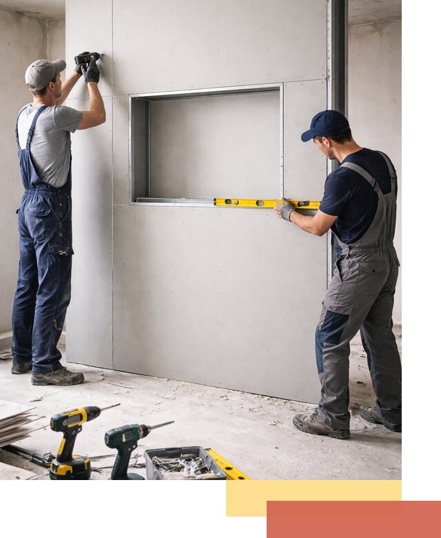 Перегородка из гипсокартона с нишей под декор в Ярославле