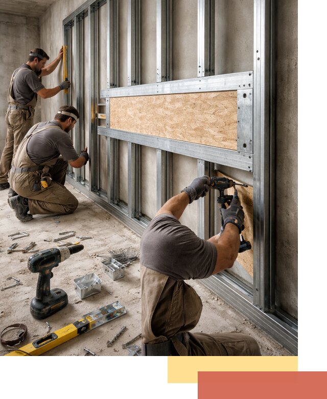 Усиленная перегородка для крепления тяжёлых конструкций в Ярославле