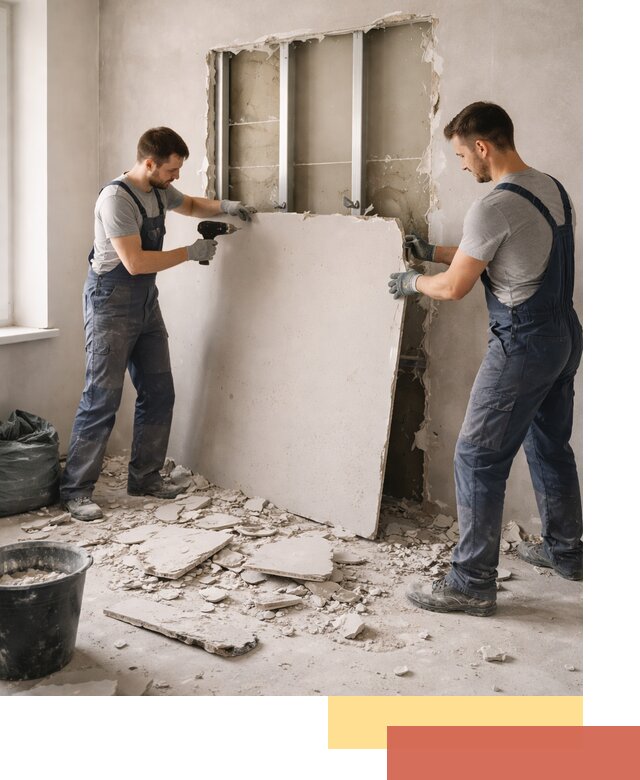 Демонтаж перегородки из гипсокартона в Ярославле быстрый и аккуратный