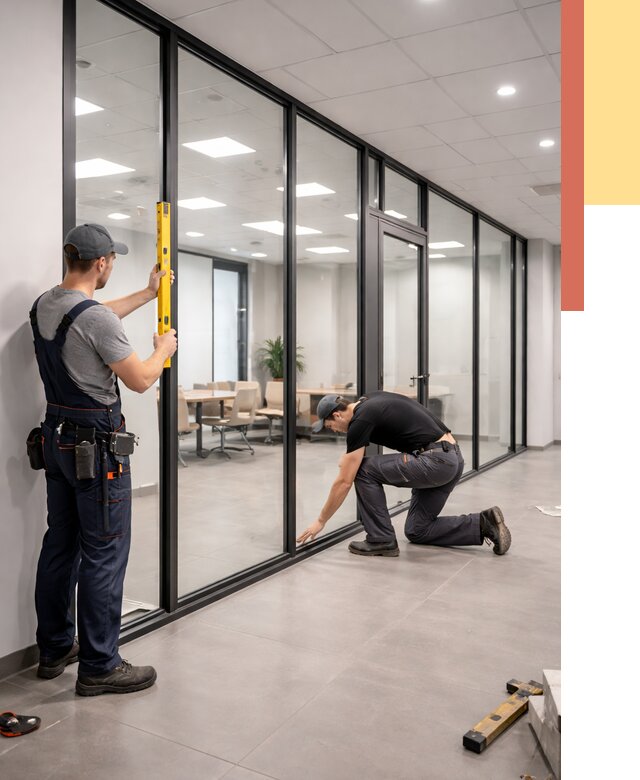 Каркасные стеклянные перегородки в Ярославле под ключ от 9447 руб. | ОТДЕЛОЧНИК-Рсл