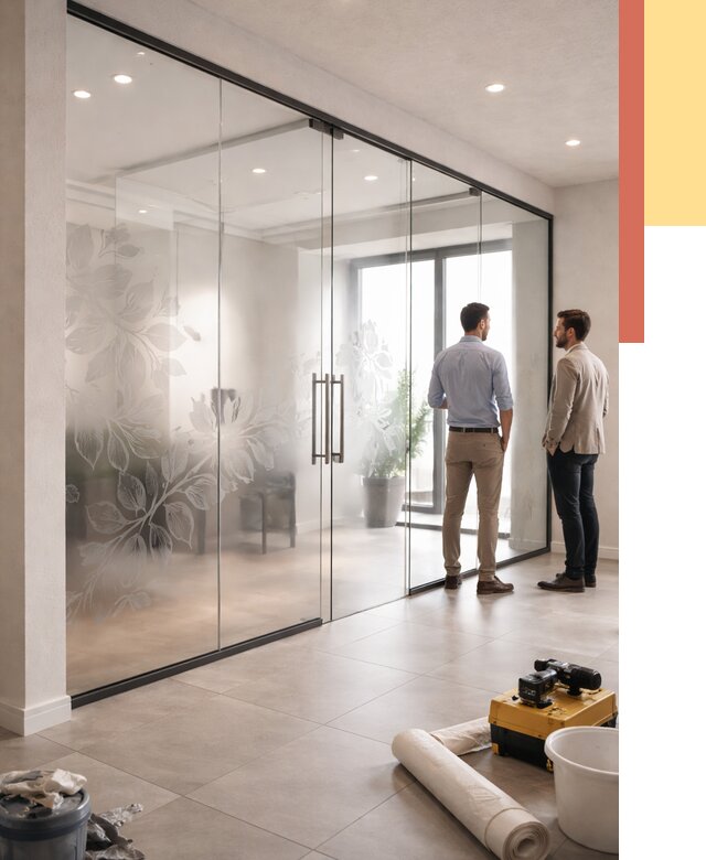 Стеклянные перегородки с рисунком в Ярославле от 12835 руб. монтаж и нанесение | ОТДЕЛОЧНИК-Рсл