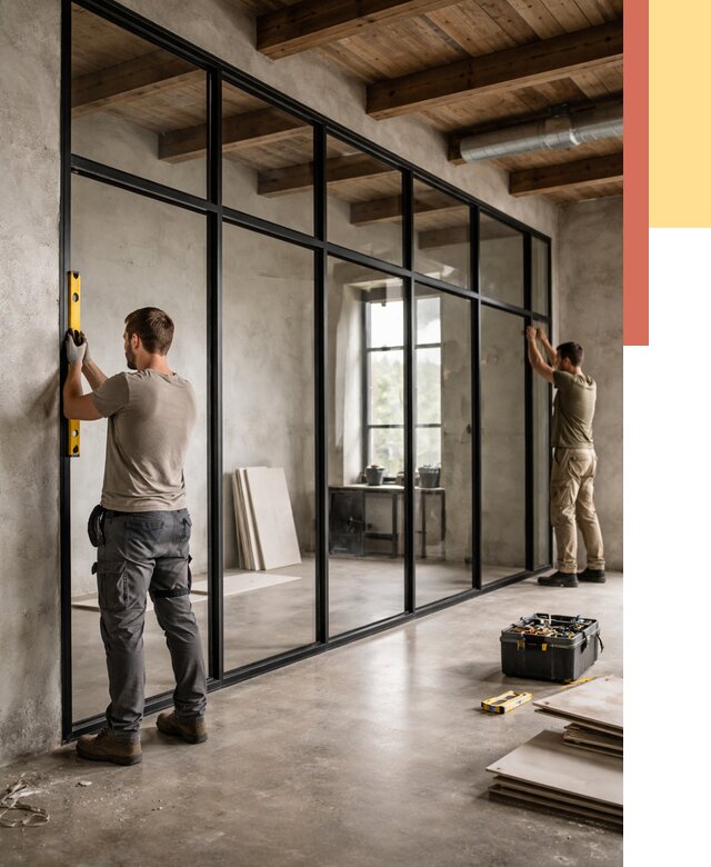 Стеклянные перегородки лофт в Ярославле от 10781 руб. под ключ | ОТДЕЛОЧНИК-Рсл