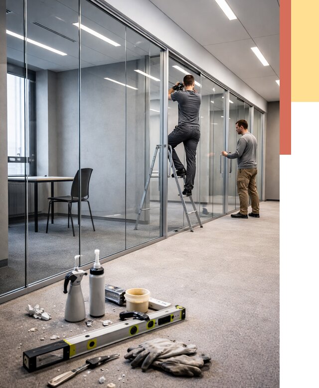 Стеклянные офисные перегородки в Ярославле от 8728 руб. — монтаж и установка | ОТДЕЛОЧНИК-Рсл