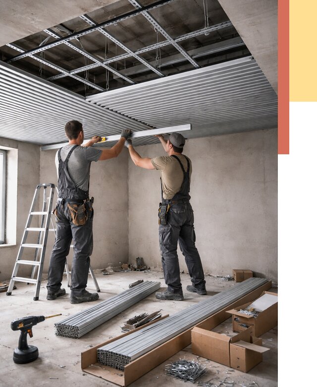 Монтаж реечного потолка в Ярославле от 4621 руб. под ключ | ОТДЕЛОЧНИК-Рсл