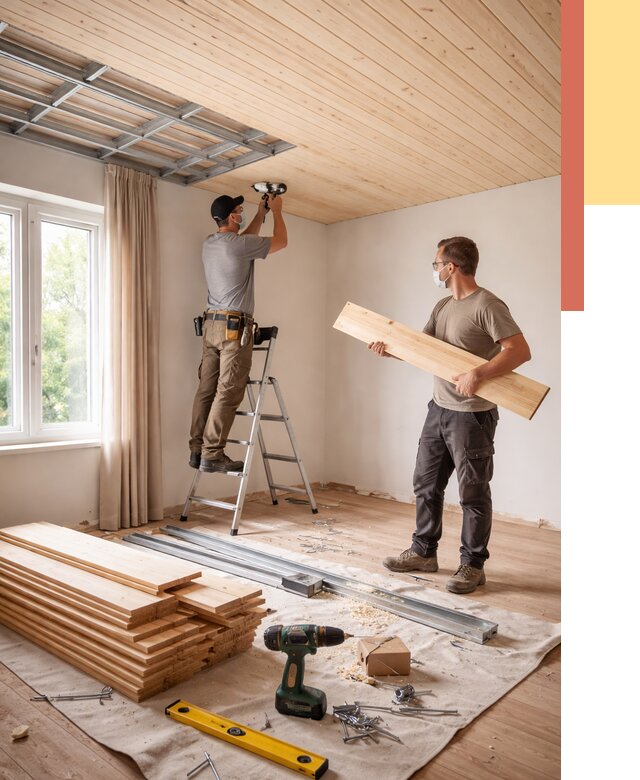 Монтаж потолка из вагонки в Ярославле от 6674 руб. | Быстро и недорого — ОТДЕЛОЧНИК-Рсл