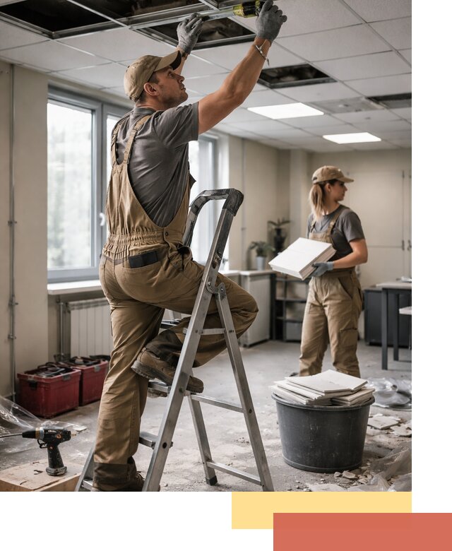 Ремонт потолка Армстронг и замена плит в Ярославле