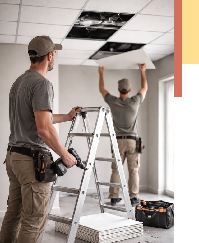 Обслуживание подвесного потолка в Ярославле от 3594 руб. — быстро и недорого | ОТДЕЛОЧНИК-Рсл