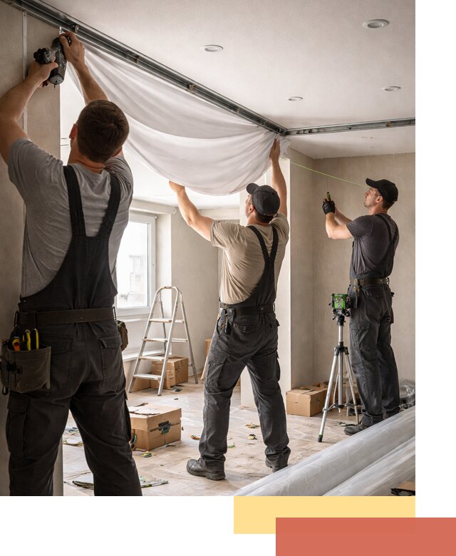 Монтаж парящего натяжного потолка под ключ в Ярославле