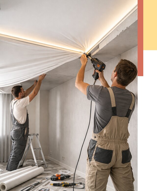 Монтаж натяжного потолка с подсветкой в Ярославле от 975 руб. | ОТДЕЛОЧНИК-Рсл