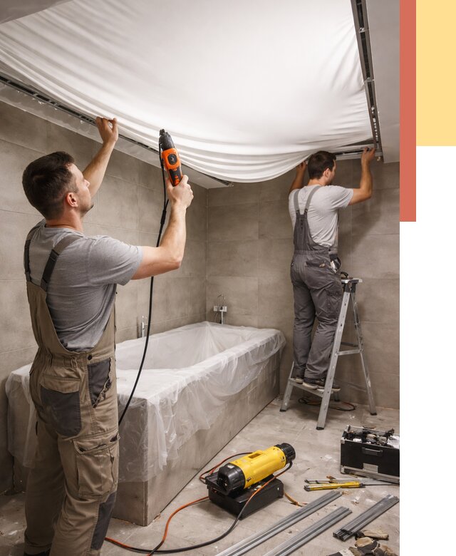 Монтаж натяжного потолка в ванной в Ярославле от 1232 руб. под ключ | ОТДЕЛОЧНИК-Рсл