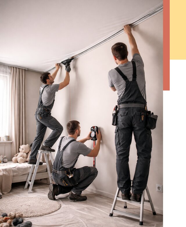 Монтаж натяжного потолка в детской в Ярославле от 3594 руб. — быстро и недорого | ОТДЕЛОЧНИК-Рсл