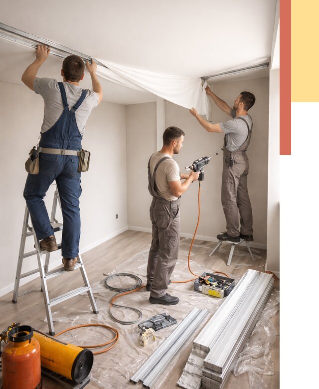 Монтаж натяжного потолка в студии в Ярославле от 5647 руб. — быстро и недорого | ОТДЕЛОЧНИК-Рсл