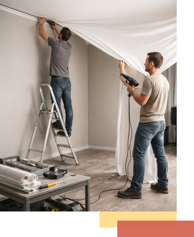 Монтаж натяжного потолка в студии в Ярославле