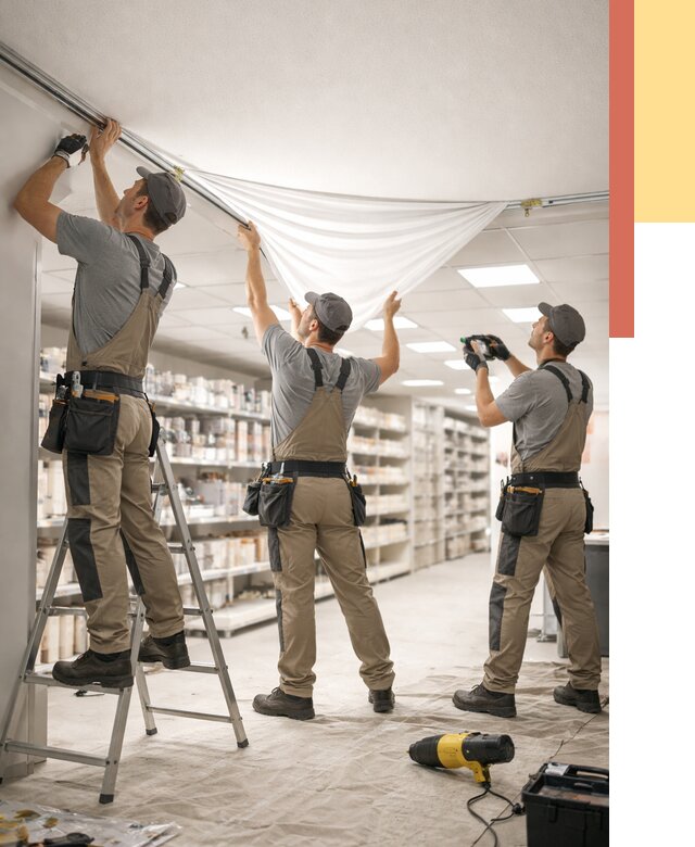 Монтаж натяжного потолка в магазине в Ярославле от 4621 руб. быстро и недорого | ОТДЕЛОЧНИК-Рсл