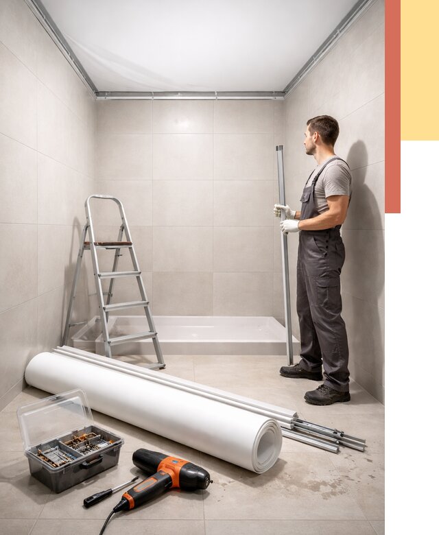 Монтаж натяжного потолка в санузле в Ярославле от 1900 руб. — ОТДЕЛОЧНИК-Рсл