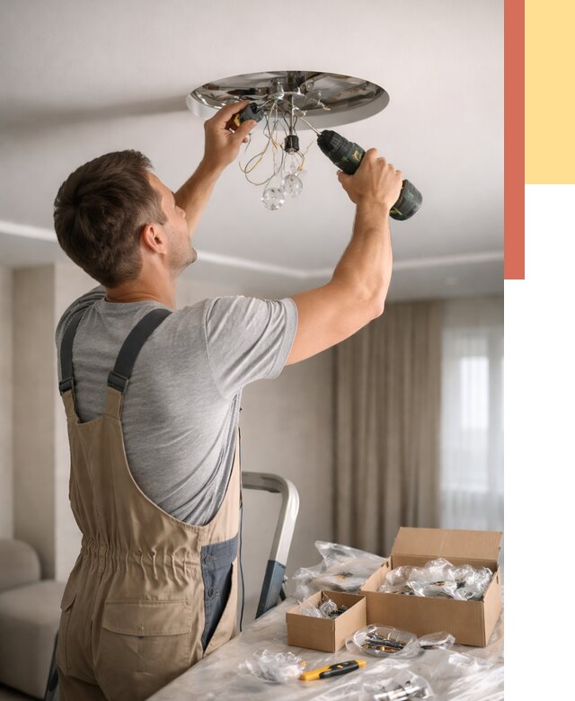 Установка люстры в натяжной потолок в Ярославле от 1232 руб. | Быстро и недорого — ОТДЕЛОЧНИК-Рсл