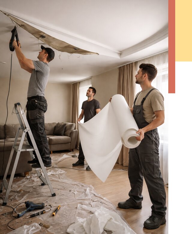 Замена полотна натяжного потолка в Ярославле от 9755 руб. быстро и недорого | ОТДЕЛОЧНИК-Рсл