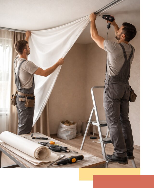 Замена полотна натяжного потолка в Ярославле быстро и качественно