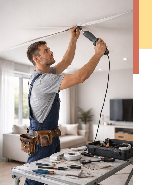 Ремонт натяжных потолков в Ярославле от 9755 руб. под ключ — ОТДЕЛОЧНИК-Рсл