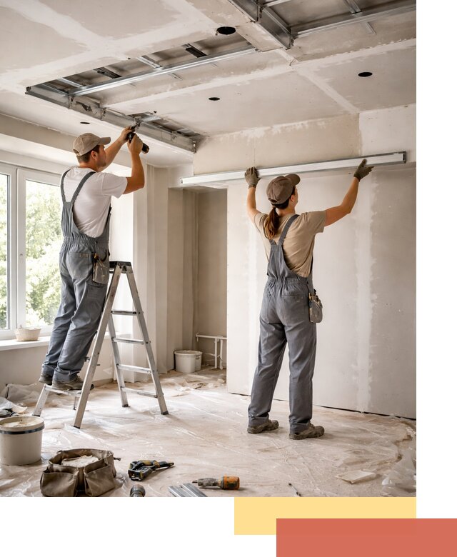 Монтаж многоуровневого потолка из гипсокартона в Ярославле