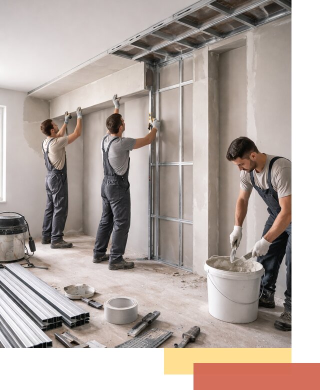 Монтаж потолка из гипсокартона с нишей в Ярославле