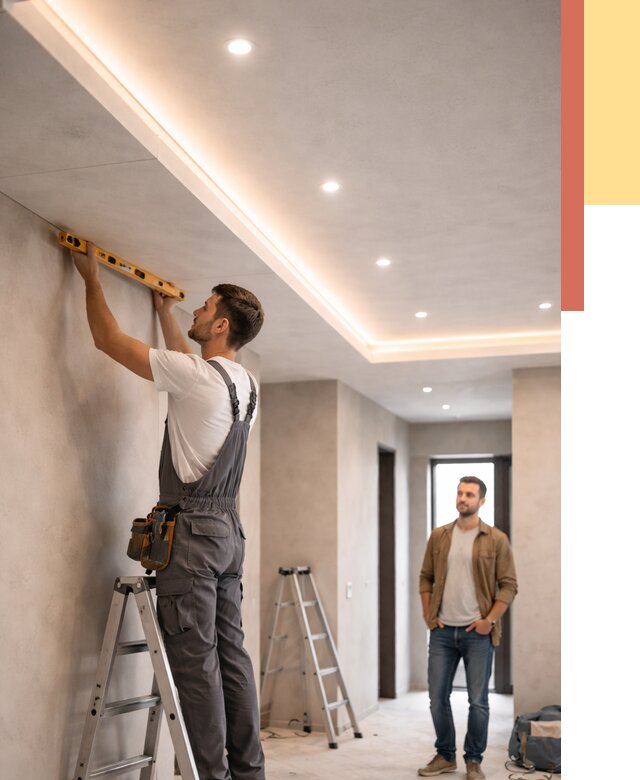 Потолок из гипсокартона с подсветкой в Ярославле от 770 руб./м2 под ключ | ОТДЕЛОЧНИК-Рсл