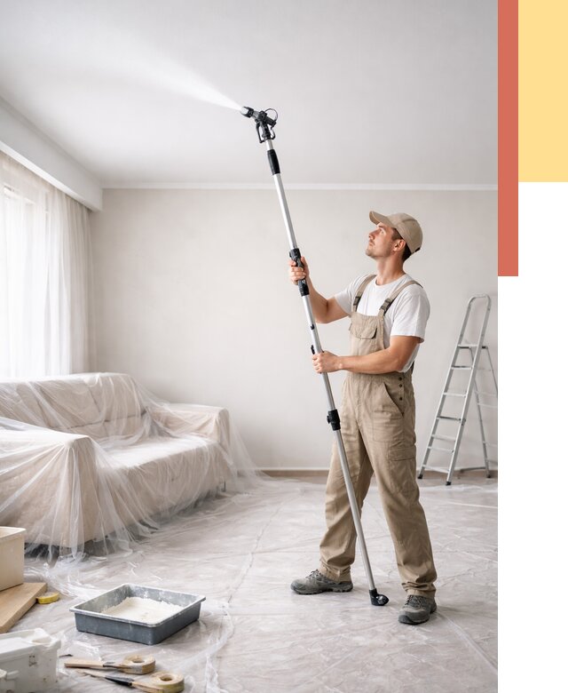 Покраска потолка краскопультом в Ярославле от 4621 руб. быстро и недорого | ОТДЕЛОЧНИК-Рсл