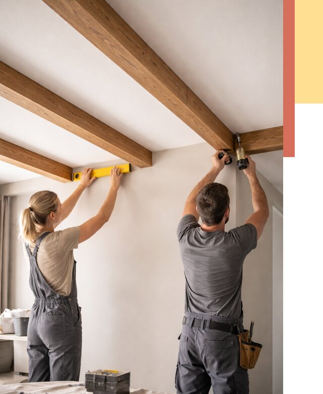 Монтаж декоративных балок на потолок в Ярославле от 4313 руб. — ОТДЕЛОЧНИК-Рсл